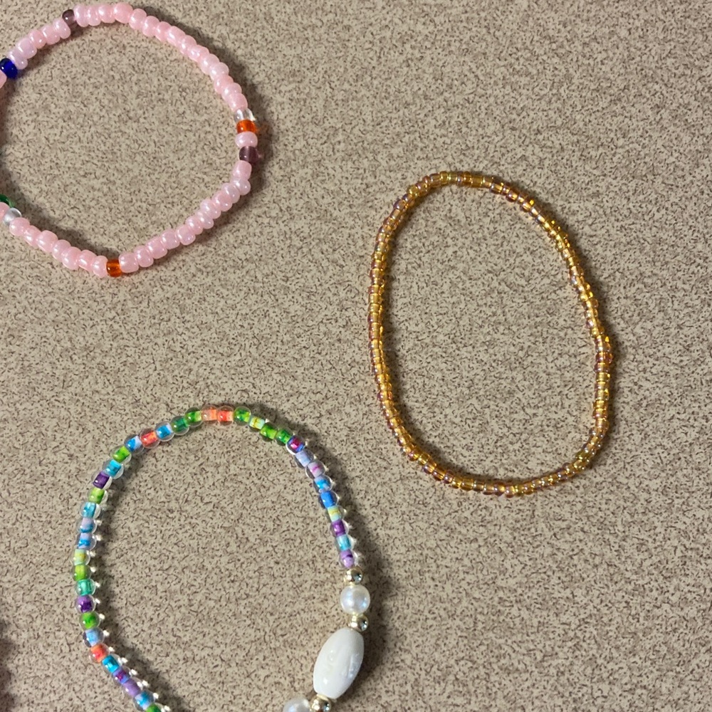 4/$20 bundle and save Beach theme Pink and Gold Beaded Stretch Bracelet Set - Picture 7 of 7